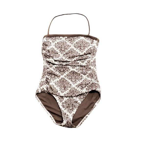 Tommy Bahama Swimsuit Halter One Piece Floral Ruched Stretch Beach Women's Sz 4 - Picture 1 of 4